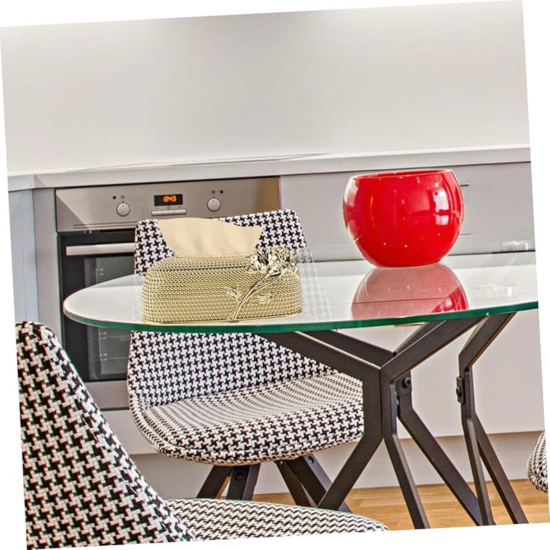 غطاء صندوق المناديل الذهبي حامل مناديل أنيق تصميم أوروبي أنيق ديكور المنزل الفندق المقهى - Image 2